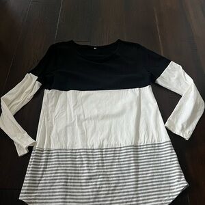 Black and White Women's color block tunic Top